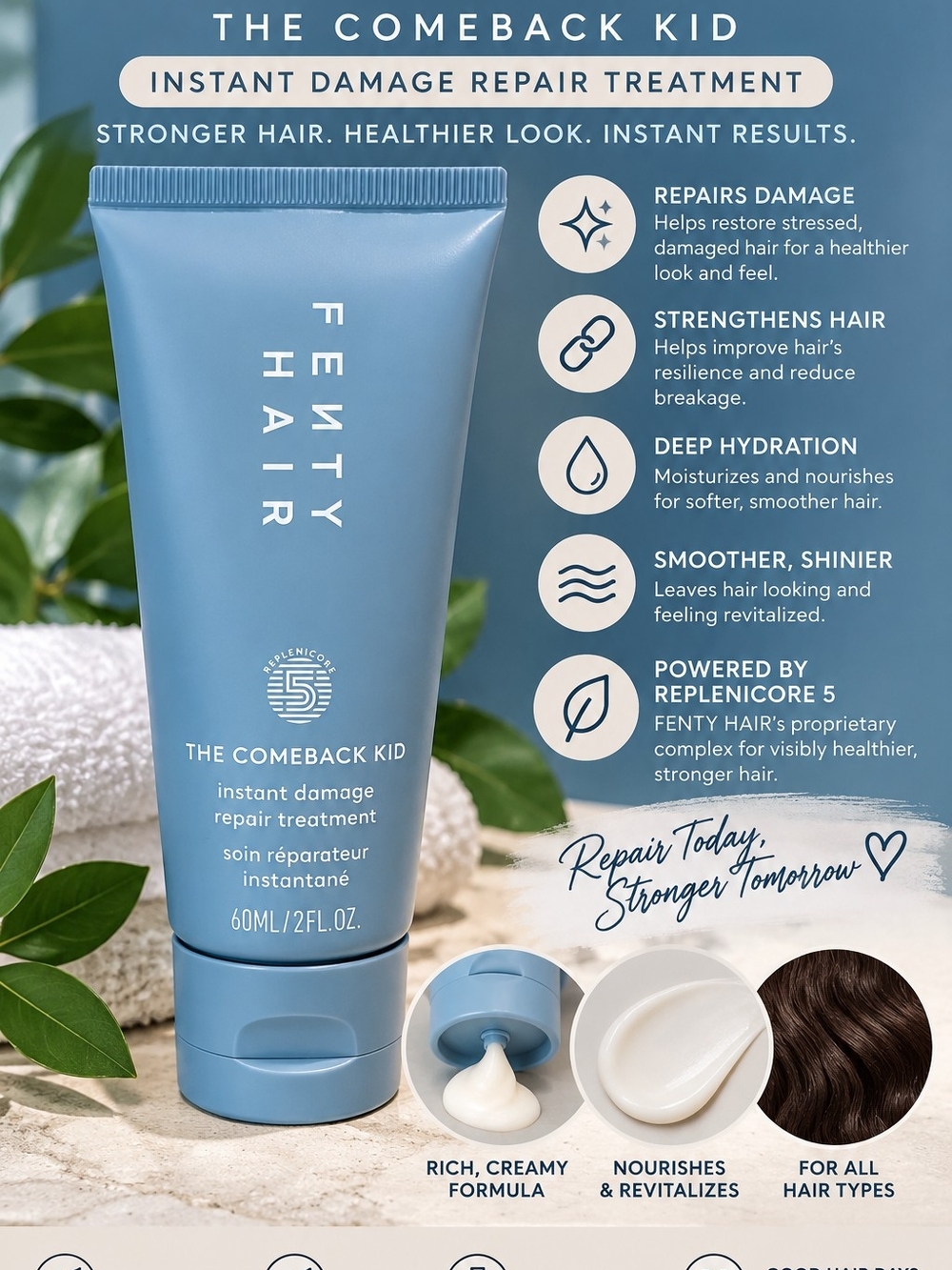 Fenty Beauty Retail $19 The Comeback Kid Instant Damage Repair Treatment — blue